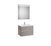 The gap pack meuble 2 tiroirs + lavabo slim + miroir led eidos 700mm city oak - ROCA A851510402