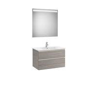 The gap pack meuble 2 tiroirs + lavabo slim + miroir led eidos 800mm city oak - ROCA A851511402