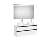 The Gap Pack Pour 2 Vasques À Poser 1200Mm Blanc Mat/Poignées Noires - ROCA A851537509