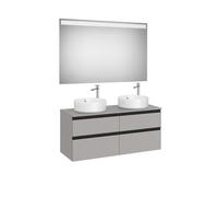 The Gap Pack Pour 2 Vasques À Poser 1200Mm Gris Moyen Mat/Poignées Noires - ROCA A851537547