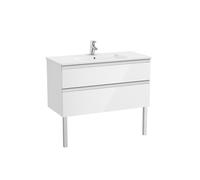 The Gap Unik 2T Lavabo Slim Centré 1000 Blanc Brillant/Poignées Alu Brillantes - ROCA A851852806
