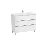 The Gap Unik 3T Lavabo Centré Slim 1000 Blanc Brillant/Poignées Alu Brillantes - ROCA A851853806