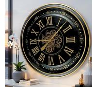 THE GEARS CLOCK Horloge murale 32 pouces Real Moving Gear Ireland Line (noir antique, 32 pouces (80 cm))