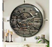 THE GEARS CLOCK Horloge murale à engrenage mobile 27" Luxembourg Line (noir argenté, 68 cm)