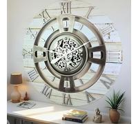 The Gears Clock Horloge murale à engrenages mobiles 91,4 cm Ligne anglaise (Beige désert, 60 cm)