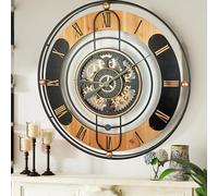 The Gears Clock Horloge murale à engrenages mobiles Noir 90 cm