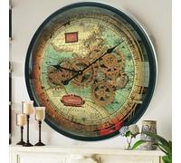 THE GEARS CLOCK Horloge murale ronde de 61 cm avec engrenages mobiles Ligne Portugal (noir antique, 60 cm)