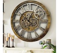 The Gears Clock The Original Real Moving Gear Horloge Murale Vintage Industrielle Style Rustique Rustique Doré Vieilli 60 cm