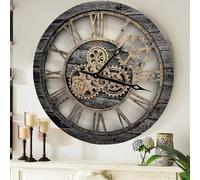The Gears Clock The Original Real Moving Gear Horloge Murale Vintage Industrielle surdimensionnée Rustique Rustique (60 cm) Gris Carbone et Bronze