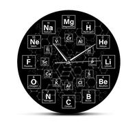 The Geeky Days Tableau périodique des éléments - Symboles Chimiques - Horloge Murale à Quartz silencieuse - Décoration Murale pour Salle de Classe - Cadeau pour Enseignant de Chimie
