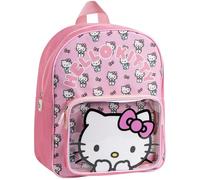 The Geeky Pop Sac à Dos Hello Kitty Fille 31 cm - Cartable Maternelle Rose avec Poche Transparente - Léger & Résistant - Idéal École et Loisirs