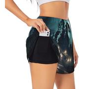 The Ghost in The Night Short de sport d'été pour la course à pied, la gym et le yoga, noir, Taille S