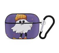 The Ghost of Skateboards Coque rigide de protection complète contre les chutes avec porte-clés compatible avec AirPod Pro 2e/1ère génération, LED avant visible, noir