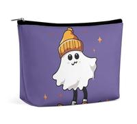 The Ghost of Skateboards - Grande trousse de toilette de voyage pour femme - Trousse de maquillage étanche pour sac à main, trousse de maquillage portable - Jolie pochette à fermeture éclair - Trousse