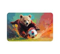 The Giant Bear Is Playing FootballSupernatural Symbols Black Printing 1 pièce Quick Dry Peach Skin Velvet Serviette de plage surdimensionnée 140 x 70 cm pour adultes, serviette super absorbante