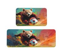 The Giant Bear Is Playing Lot de 2 tapis de cuisine rembourrés confortables pour la décoration de la maison, évier, tapis de cuisine antidérapants et lavables (43,2 x 119,2 cm + 43,2 x 76,2 cm)
