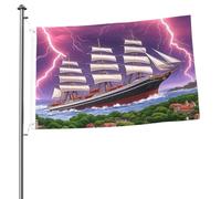 The Giant Wheel Under Lightning Drapeau double face 2 x 3 - Bannière d'extérieur robuste et décorative, idéale pour le jardin, la chambre et la décoration de fête