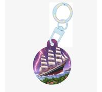 The Giant Wheel Under Lightning Médaille ronde en acrylique durable et élégante, parfaite pour les petits et grands animaux de compagnie