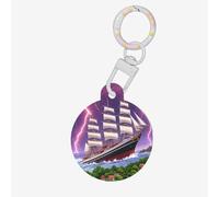 The Giant Wheel Under Lightning Médaille ronde en acrylique durable et élégante, parfaite pour les petits et grands animaux de compagnie