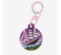 The Giant Wheel Under Lightning Médaille ronde en acrylique durable et élégante, parfaite pour les petits et grands animaux de compagnie