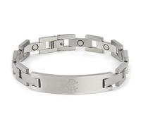 The Gift Scholars Bracelet officiel Club Merchandise Rangers FC en acier inoxydable et cuir plaqué IP noir pour homme