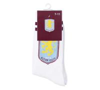 The Gift Scholars Chaussettes blanches sous licence officielle Aston Villa Crest pour homme et femme | Taille adulte Sport Villans Fan Merchandising, Blason de sport, 7-11