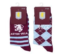 The Gift Scholars Chaussettes blanches sous licence officielle Aston Villa Crest pour homme et femme | Taille adulte Sport Villans Fan Merchandising, Twin Everyday (Claret+Carreaux), 4-7