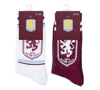 The Gift Scholars Chaussettes blanches sous licence officielle Aston Villa Crest pour homme et femme | Taille adulte Sport Villans Fan Merchandising, Twin Sport (blanc + bordeaux), 4-7