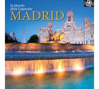 The Gifted Stationary Calendrier mural carré 2026 - 16 mois sur le thème des passeports de Madrid - Avec 180 autocollants de rappel, planificateur mensuel pour la maison, le bureau ou les espaces