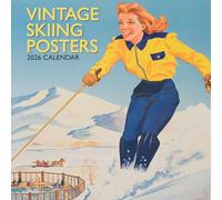 The Gifted Stationary Calendrier mural carré 2026, affiches de ski vintage, calendrier à suspendre sur le thème des arts et des antiquités avec 180 autocollants de rappel, planificateur mensuel pour