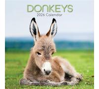 The Gifted Stationary Calendrier mural carré 2026, ânes, calendrier à suspendre sur le thème des animaux avec 180 autocollants de rappel, planificateur mensuel pour la maison ou les espaces créatifs
