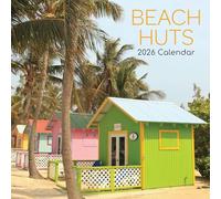 The Gifted Stationary Calendrier mural carré 2026, cabanes de plage, calendrier à suspendre sur le thème des animaux avec 180 autocollants de rappel, planificateur mensuel pour la maison ou les