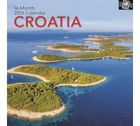 The Gifted Stationary Calendrier mural carré 2026, Croatie, 16 mois sur le thème de la collection passeport, calendrier à suspendre avec 180 autocollants de rappel, planificateur mensuel pour espaces