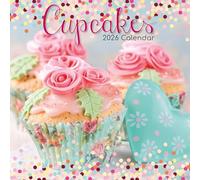 The Gifted Stationary Calendrier mural carré 2026, cupcakes, calendrier à suspendre sur le thème des aliments de 16 mois avec 180 autocollants de rappel, planificateur mensuel pour la maison ou les