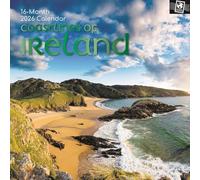 The Gifted Stationary Calendrier mural carré 2026, littoraux d'Irlande, calendrier à suspendre sur le thème de la collection passeport de 16 mois avec 180 autocollants de rappel, planificateur