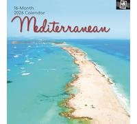 The Gifted Stationary Calendrier mural carré 2026, méditerranéen, 16 mois sur le thème de la collection passeport, calendrier à suspendre avec 180 autocollants de rappel, planificateur mensuel pour la