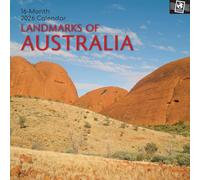 The Gifted Stationary Calendrier mural carré 2026, monuments de l'Australie, calendrier à suspendre sur le thème de la collection passeport de 16 mois avec 180 autocollants de rappel, planificateur