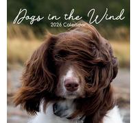 The Gifted Stationary Calendrier mural carré 2026, motif chiens dans le vent, calendrier à suspendre sur le thème de l'humour de 16 mois avec 180 autocollants de rappel, planificateur mensuel pour la