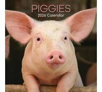 The Gifted Stationary Calendrier mural carré 2026, motif cochons, calendrier à suspendre sur le thème des animaux avec 180 autocollants de rappel, planificateur mensuel pour la maison ou les espaces