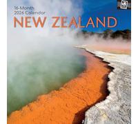 The Gifted Stationary Calendrier mural carré 2026, Nouvelle-Zélande, 16 mois à suspendre sur le thème de la Nouvelle-Zélande avec 180 autocollants de rappel, planificateur mensuel pour espaces