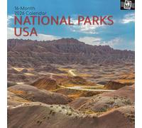 The Gifted Stationary Calendrier mural carré 2026, parcs nationaux des États-Unis, calendrier à suspendre sur le thème des passeports avec 180 autocollants de rappel, planificateur mensuel pour la