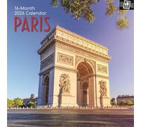 The Gifted Stationary Calendrier mural carré 2026, Paris, 16 mois sur le thème de la collection passeport, calendrier à suspendre avec 180 autocollants de rappel, planificateur mensuel pour espaces