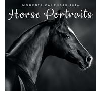 The Gifted Stationary Calendrier mural carré 2026, portraits de chevaux, 16 mois sur le thème des photos noires et blanches avec 180 autocollants de rappel, planificateur mensuel pour la maison