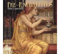The Gifted Stationary Calendrier mural carré 2026, pré-raphaélites, 16 mois sur le thème des arts et des antiquités avec 180 autocollants de rappel, planificateur mensuel pour la maison ou les espaces