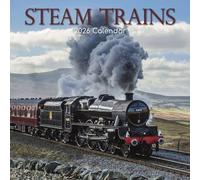 The Gifted Stationary Calendrier mural carré 2026, trains à vapeur, 16 mois sur le thème des photos noires et blanches avec 180 autocollants de rappel, planificateur mensuel pour la maison ou les