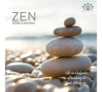 The Gifted Stationary Calendrier mural carré 2026, zen, 16 mois sur le thème de l'esprit, du corps, de l'esprit avec 180 autocollants de rappel, planificateur mensuel pour espaces créatifs, 30,5 x