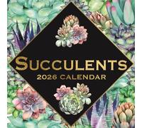 The Gifted Stationery Calendrier mural carré de 16 mois - Illustration succulente et planificateur mural 2026 - Comprend 180 autocollants de rappel pour calendrier 2025-2026 - 30,5 x 30,5 cm