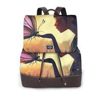 The Girl Gentle Kissed the Big Butterfly Sac à dos de voyage tendance pour femme, sac à dos décontracté, sac à dos en cuir imprimé pour femme pour le travail