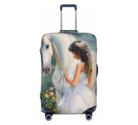 The Girl Led The White Horse Elastic Travel Bagage Cover Cover Cover Case Cover Cover Case Cover Résistant aux rayures, Noir, S, noir, S
