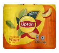 Lipton - Ice Tea - Boisson au thé saveur pêche - Les 6 canettes de 6x33cl